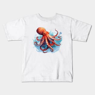 Orange Octopus Kids T-Shirt